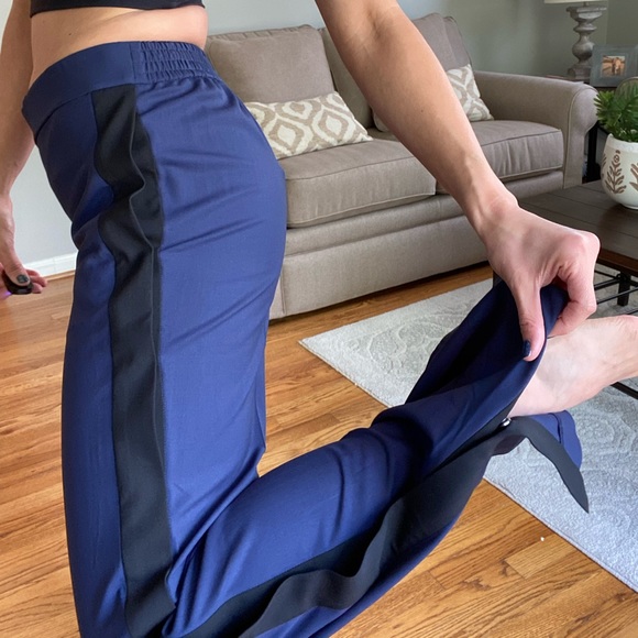 THEORY • blue and black stripe snap dress pull on pant nwt - Picture 16 of 16
